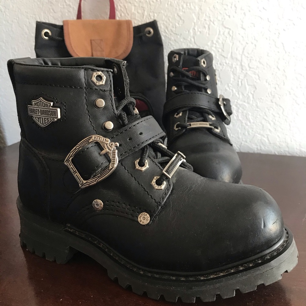 Black leather Harley boots - Picture 6 of 8